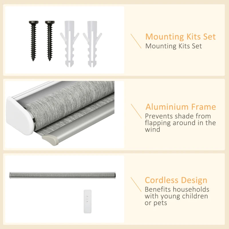 HOMCOM WiFi Smart Roller Blinds 90 x 180cm - Grey