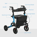 HOMCOM Folding Rollator Walker with Seat, Backrest, Bag, 4 Wheels