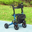 HOMCOM Folding Rollator Walker with Seat, Backrest, Bag, 4 Wheels