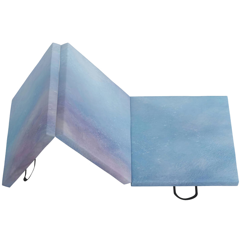 HOMCOM 6FT Foldable Gymnastics Mat, Tri-Fold 2\" Thick Crash Mat, Blue