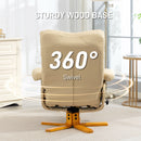 HOMCOM Recliner Chair And Footstool PU Leather Wooden Base, Beige