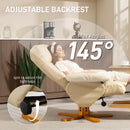 HOMCOM Recliner Chair And Footstool PU Leather Wooden Base, Beige