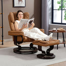 HOMCOM PU Leather Manual Reclining Armchair Footstool Padded Seat Brown