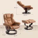 HOMCOM PU Leather Manual Reclining Armchair Footstool Padded Seat Brown