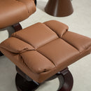 HOMCOM PU Leather Manual Reclining Armchair Footstool Padded Seat Brown