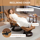 HOMCOM PU Leather Manual Reclining Armchair Footstool Padded Seat Brown