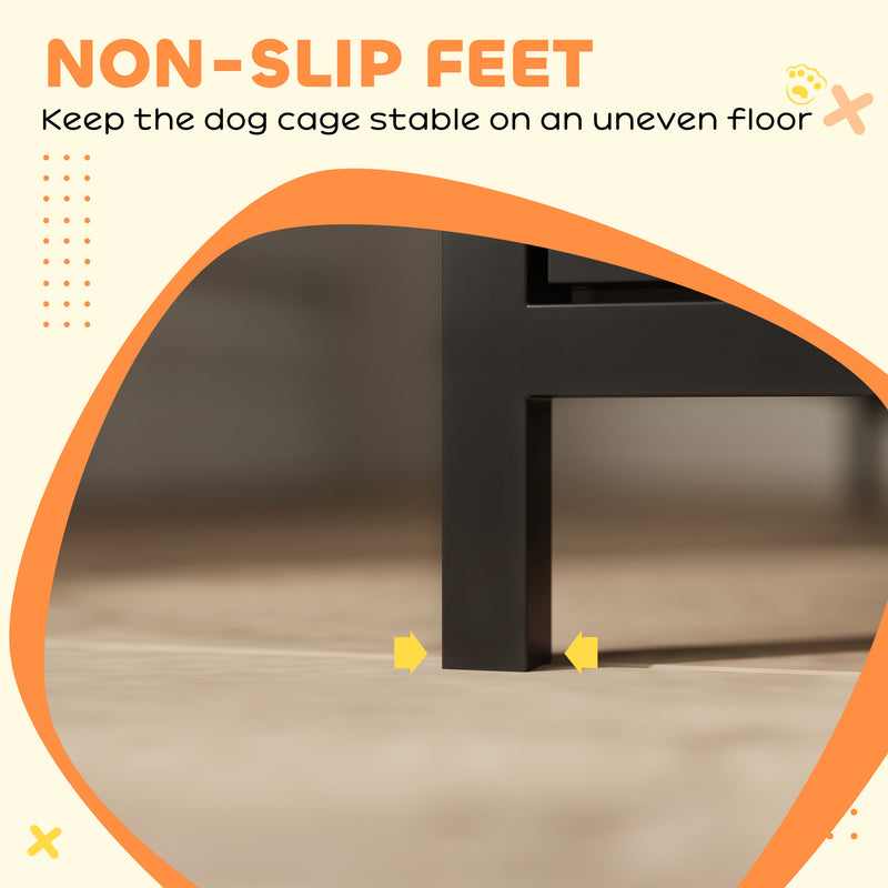 PawHut Dog Crate Furniture with Anti-Chew Resistant Mesh for Dogs - Walnut Brown
