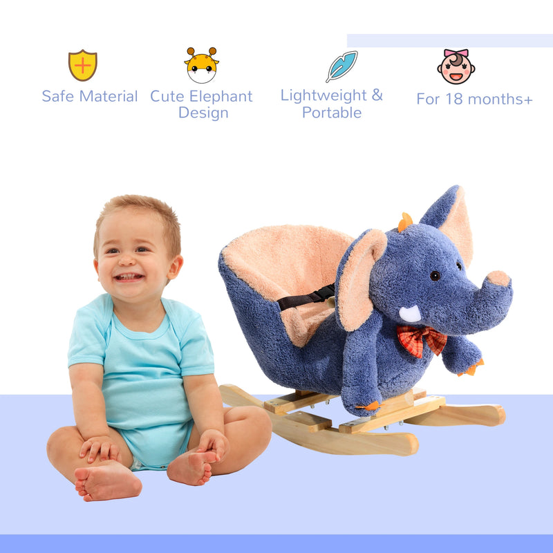 HOMCOM Children Rocking  Elephant-Blue/Beige