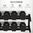 SPORTNOW Wall-Mounted Dumbbell Rack, 2-Tier Steel Design, Black