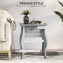 HOMCOM End Table French Style Small Table With Drawer And Curved Legs, Grey