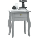 HOMCOM End Table French Style Small Table With Drawer And Curved Legs, Grey