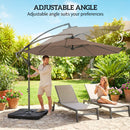 Outsunny 3(m) Banana Parasol Cantilever Umbrella Garden W/ Base Weights