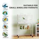 PawHut Bird Cage with Divider, 4 Wooden Perches Slide Out Tray