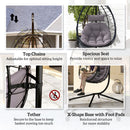 Outsunny Garden Egg Chair Outdoor Hanging Swing Chair, Folding Basket, Khaki