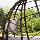 Outsunny Garden Egg Chair Outdoor Hanging Swing Chair, Folding Basket, Khaki