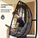 Outsunny Garden Egg Chair Outdoor Hanging Swing Chair, Folding Basket, Khaki