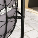 Outsunny Garden Egg Chair Outdoor Hanging Swing Chair, Folding Basket, Khaki