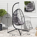 Outsunny Garden Egg Chair Outdoor Hanging Swing Chair, Folding Basket, Khaki