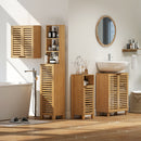 HOMCOM Under Sink Bathroom Cabinet, Bamboo Under Sink Cabinet, Natural