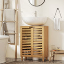 HOMCOM Under Sink Bathroom Cabinet, Bamboo Under Sink Cabinet, Natural