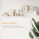 HOMCOM TV Cabinet Unit w/ Wall-Mounted Shelf, Open Shelves White and Natural