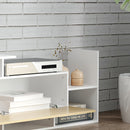 HOMCOM TV Cabinet Unit w/ Wall-Mounted Shelf, Open Shelves White and Natural