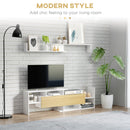HOMCOM TV Cabinet Unit w/ Wall-Mounted Shelf, Open Shelves White and Natural