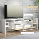 HOMCOM TV Cabinet Unit w/ Wall-Mounted Shelf, Open Shelves White and Natural