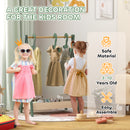 AIYAPLAY Kids Clothes Rail with Hangers, Base Shelf for Girls, Boys, Green