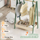 AIYAPLAY Kids Clothes Rail with Hangers, Base Shelf for Girls, Boys, Green