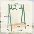 AIYAPLAY Kids Clothes Rail with Hangers, Base Shelf for Girls, Boys, Green