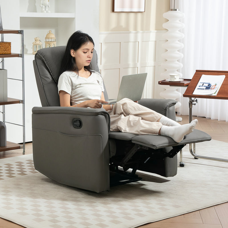 HOMCOM Recliner Armchair with Spring Cushion Adjustable Leg Rest Light Grey