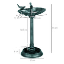 Outsunny 81cm Tall Bird Bath With 2 Decorative Birds For Garden