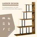 HOMCOM 5-Tier Ladder Shelf Display Plant Stand Home Ladder Rustic Brown