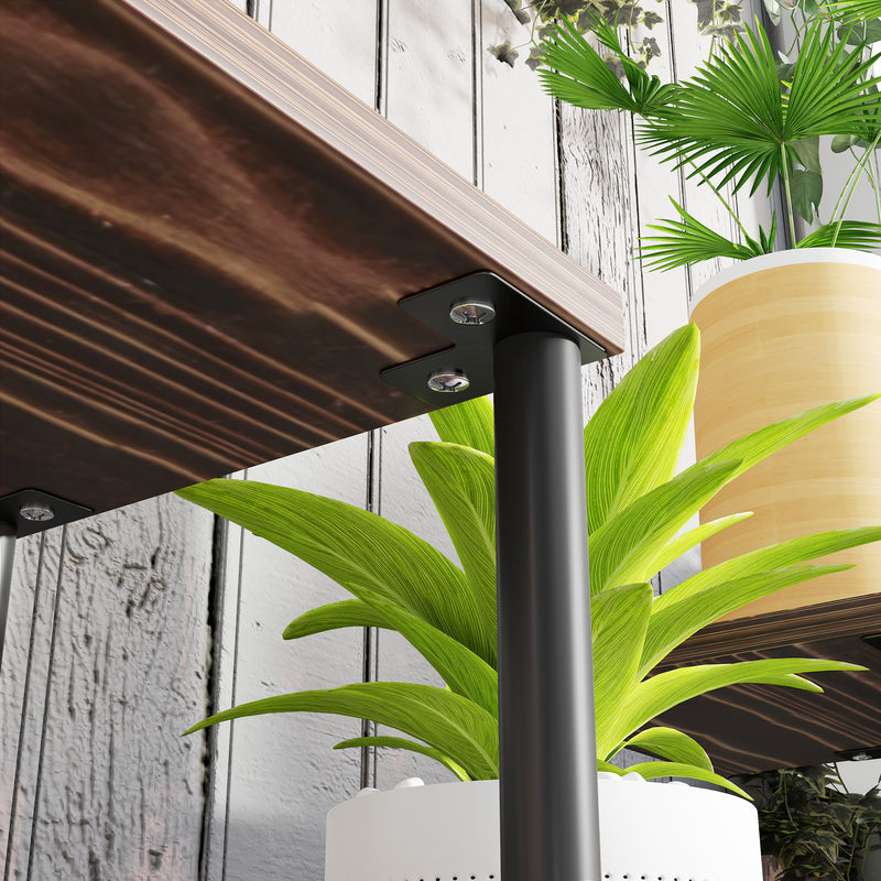 Outsunny 4 Tiered Metal Flower Shelf Display Rack, Carbonised Finish