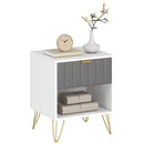 HOMCOM Bedside Drawers Modern Bedside Cabinet With Drawer And Handle, White