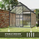 Outsunny Polycarbonate Walk-in Garden Greenhouse W/ Sliding Door Dark Grey