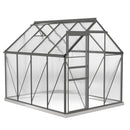 Outsunny Polycarbonate Walk-in Garden Greenhouse W/ Sliding Door Dark Grey