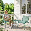 Outsunny Rattan Bistro Set with 2 Chairs & Round Table for Patio, Green