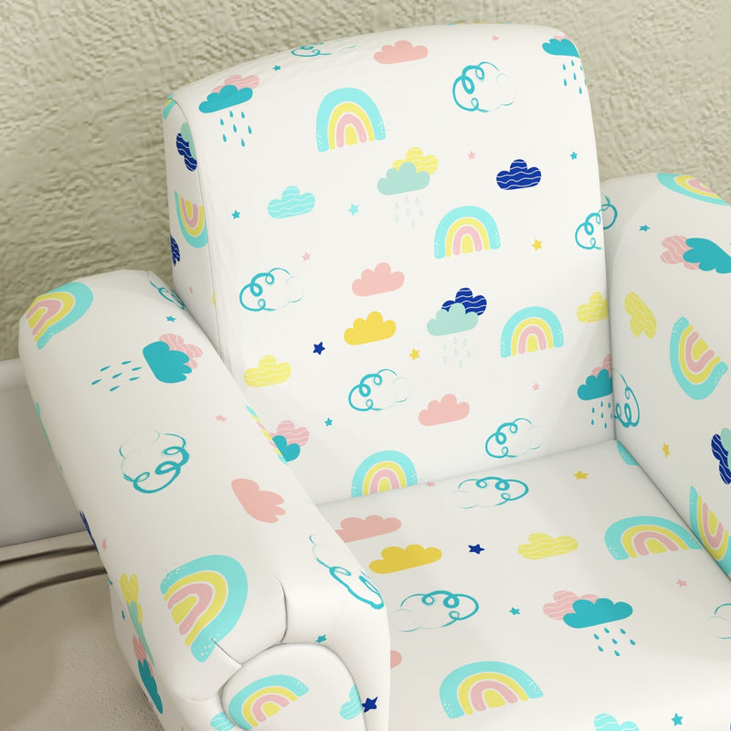 AIYAPLAY 2 Piece Kids Sofa Set with Cloud Design, for Nursery, White