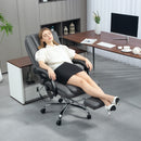 HOMCOM PU Leather Massage Office Chair, Reclining Desk Chair - Grey/Brown