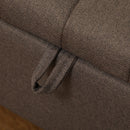 HOMCOM Storage Ottoman Bench, Linen Fabric Footstool with Steel Legs