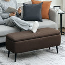 HOMCOM Storage Ottoman Bench, Linen Fabric Footstool with Steel Legs
