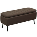 HOMCOM Storage Ottoman Bench, Linen Fabric Footstool with Steel Legs