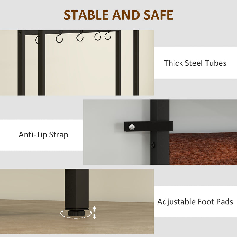 HOMCOM Industrial Hall Tree Coat Rack Stand with Shoe Cabinet