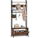 HOMCOM Industrial Hall Tree Coat Rack Stand with Shoe Cabinet