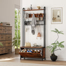 HOMCOM Industrial Hall Tree Coat Rack Stand with Shoe Cabinet