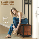 HOMCOM Industrial Hall Tree Coat Rack Stand with Shoe Cabinet