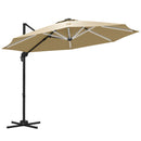 Outsunny 3(m) Solar LED Cantilever Parasol Adjustable Garden Umbrella - Khaki/Grey