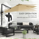 Outsunny 3(m) Solar LED Cantilever Parasol Adjustable Garden Umbrella - Khaki/Grey